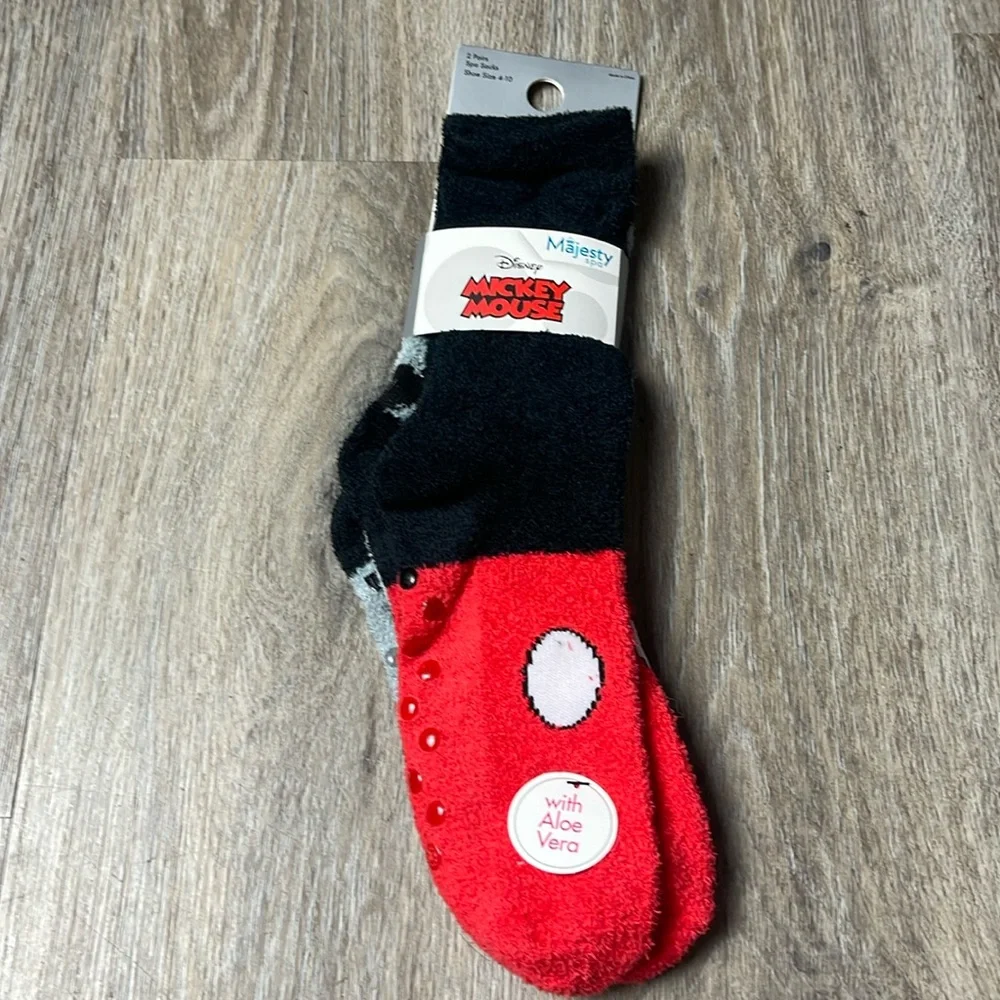 Disney Mickey Mouse Majesty Spa 2-Pack Socks w/Aloe Vera Size 4-10